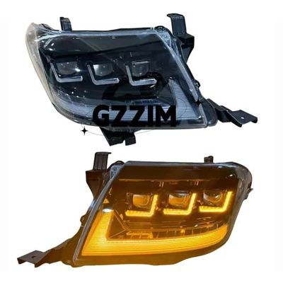 Toyota VIGO Hilux 2012-2014 LED हेडलाइट असेंबली नई स्थिति 4 लेंस फ्रंट लाइट्स दिन के समय चलने वाली रोशनी के साथ